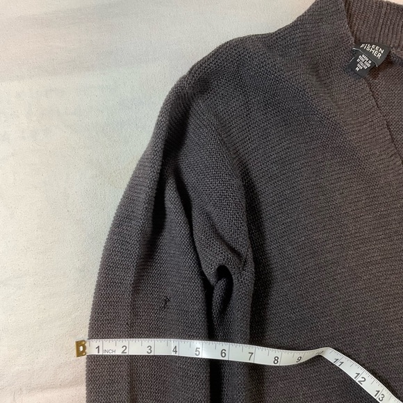 Vintage Eileen Fisher 100% Wool Rib Knit Open Front Cardigan - Picture 7 of 11